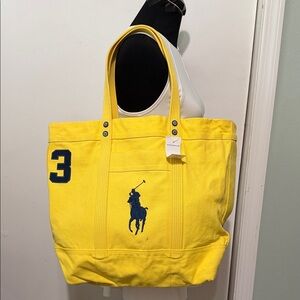 Polo by Ralph Lauren Yellow Canvas Duffel Tote with Navy Logo